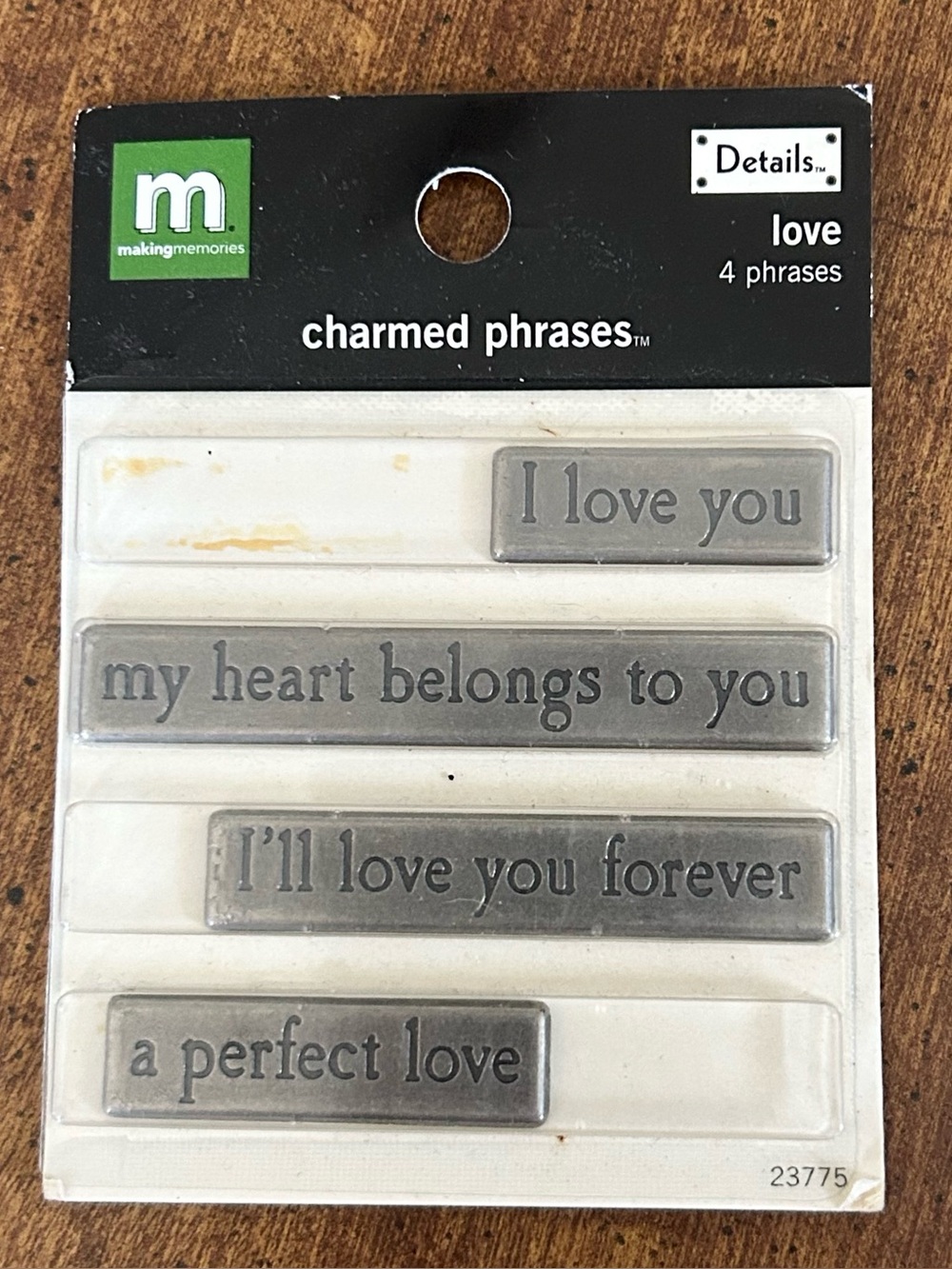 Making Memories Charmed Phrases LOVE Pewter Finish Scrapbook Craft (NWT)FLAW